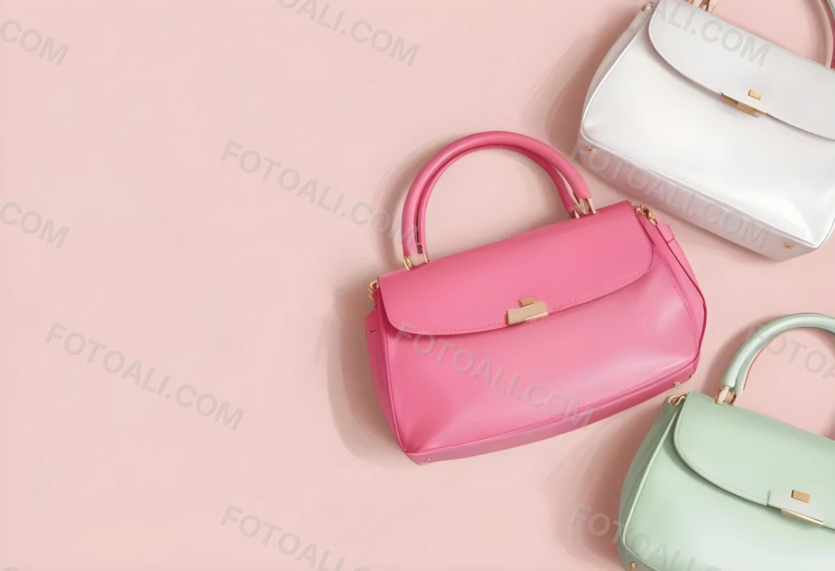 Digital Painting Three Handbags One Pink One White And One Green On A White Background Bold And Slim Lines Brush Strokes 12 0cac