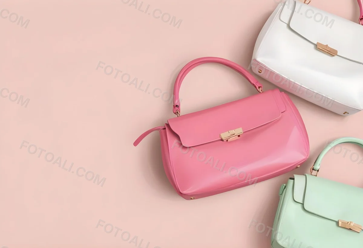 Digital Painting Three Handbags One Pink One White And One Green On A White Background Bold And Slim Lines Brush Strokes 13 5361