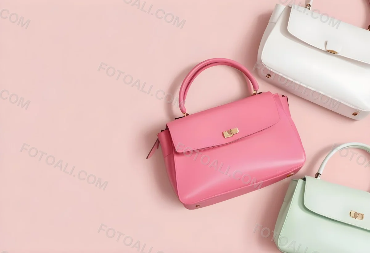 Digital Painting Three Handbags One Pink One White And One Green On A White Background Bold And Slim Lines Brush Strokes 3 1204