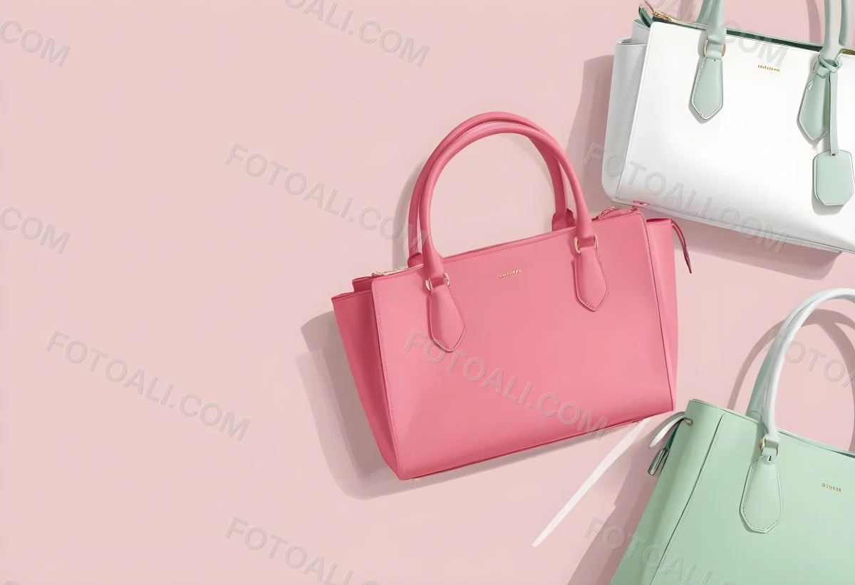 Digital Painting Three Handbags One Pink One White And One Green On A White Background Bold And Slim Lines Brush Strokes 8 C98b