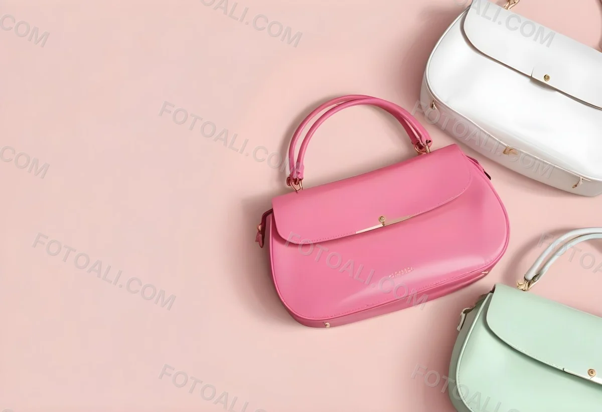 Digital Painting Three Handbags One Pink One White And One Green On A White Background Bold And Slim Lines Brush Strokes 9 61d3