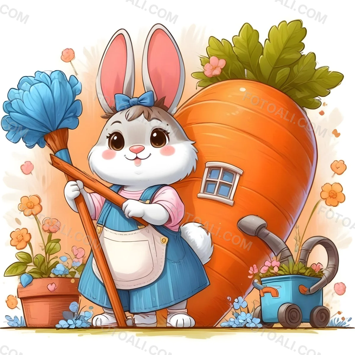 Digital Painting Two Children A Boy With Light Skin And Short Brown Hair Wearing An Orange Shirt And Blue Overalls And A Girl With Light Skin And Brown Hair Wearing A Pink Shirt And Headband Are Planting A Small Tree 4 B8e3