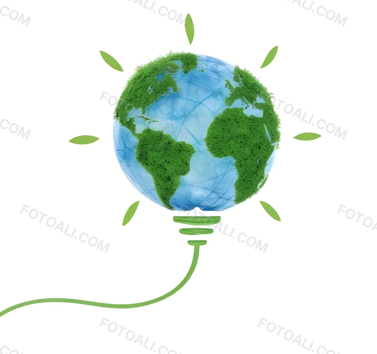 Earth Globe With Green Trees In A Light Bulb Shape Green Lines Around The Bulb White Background Concept Of Green Energy 33 E2c5