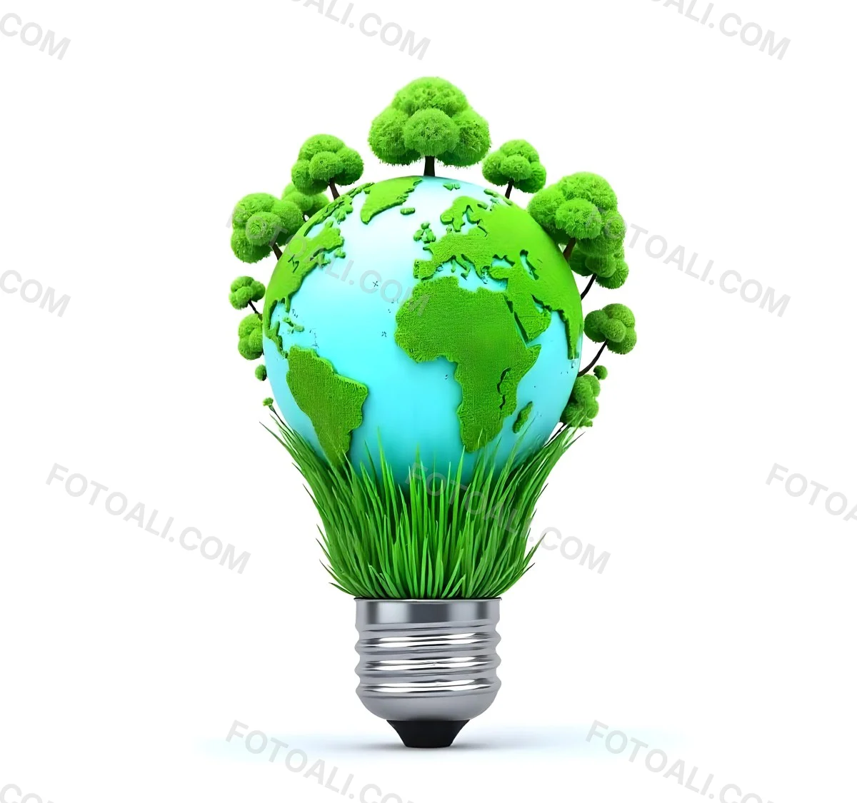 Earth Globe With Green Trees In A Light Bulb Shape Green Lines Around The Bulb White Background Concept Of Green Energy 35 Cd82