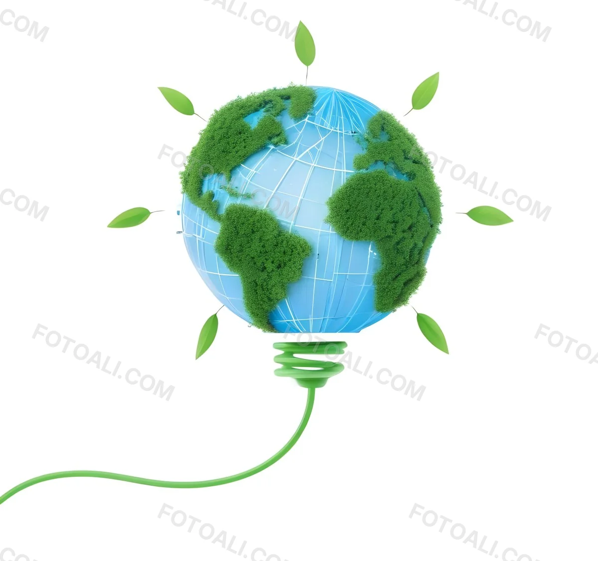 Earth Globe With Green Trees In A Light Bulb Shape Green Lines Around The Bulb White Background Concept Of Green Energy 46 2210