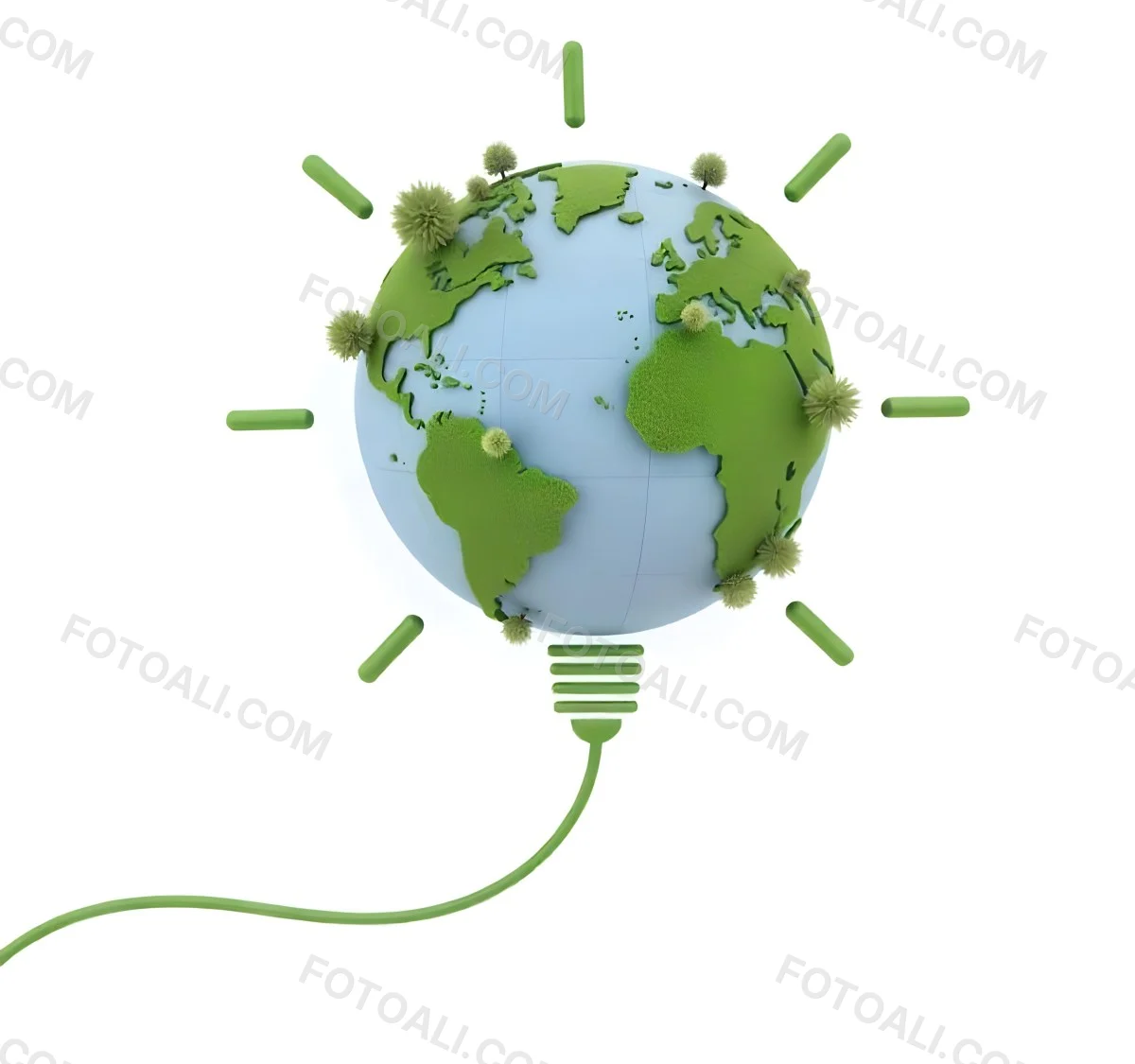 Earth Globe With Green Trees In A Light Bulb Shape Green Lines Around The Bulb White Background Concept Of Green Energy 6 17cf