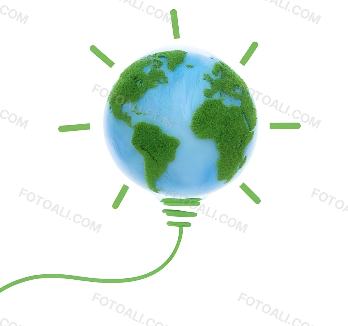 Earth Globe With Green Trees In A Light Bulb Shape Green Lines Around The Bulb White Background Concept Of Green Energy 62 41f2