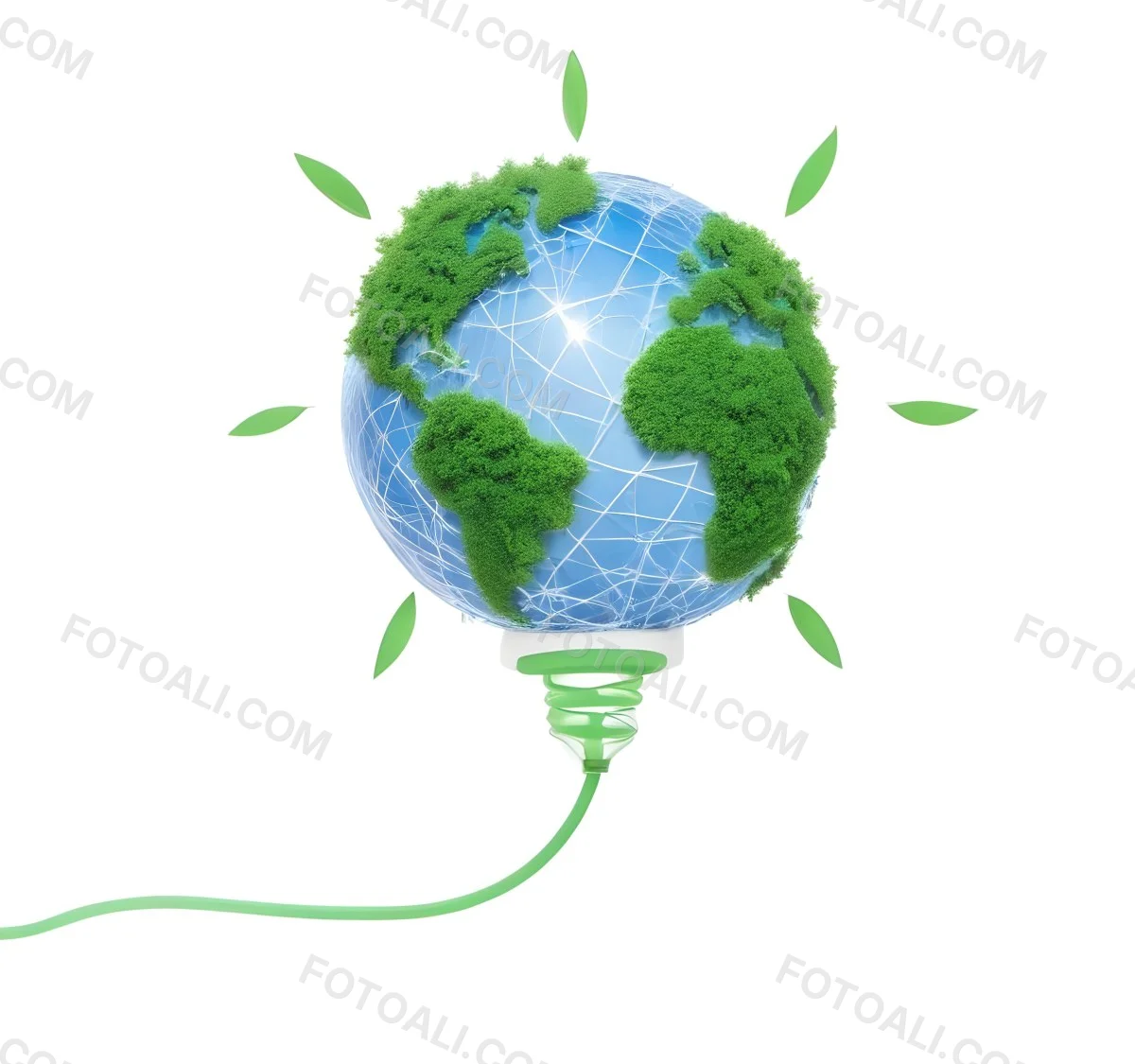 Earth Globe With Green Trees In A Light Bulb Shape Green Lines Around The Bulb White Background Concept Of Green Energy 64 E4bd