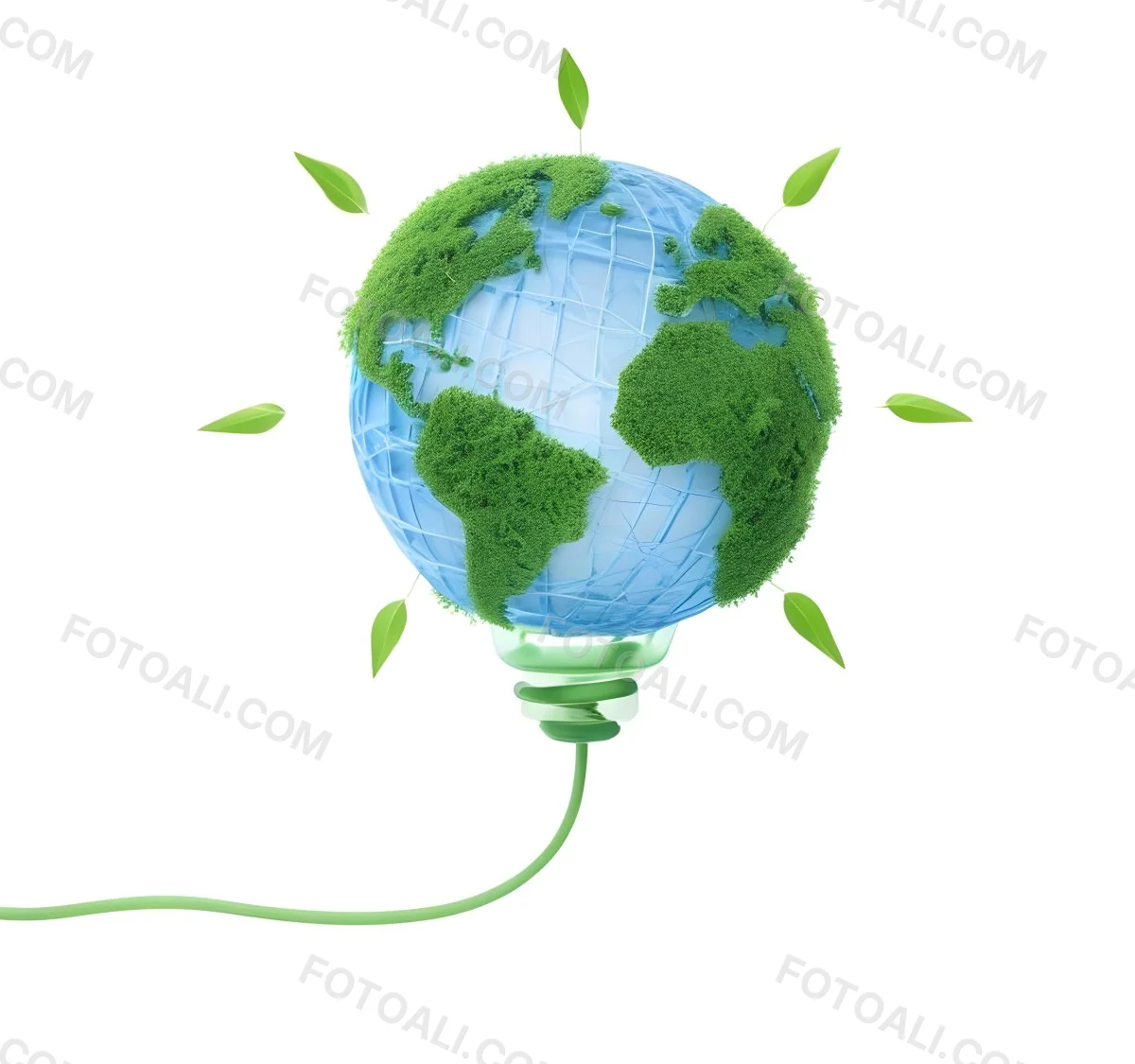 Earth Globe With Green Trees In A Light Bulb Shape Green Lines Around The Bulb White Background Concept Of Green Energy 66 2e2b