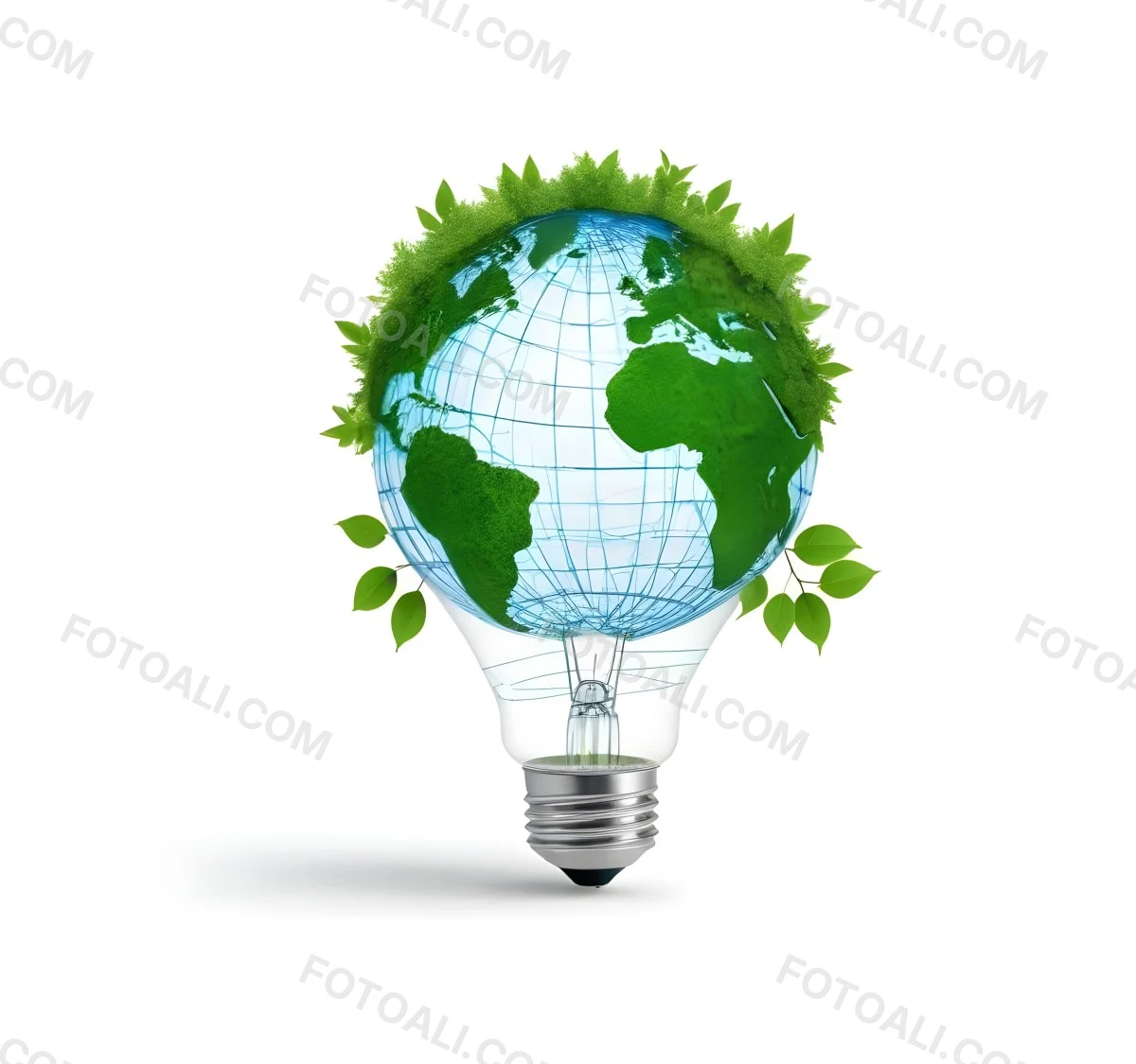 Earth Globe With Green Trees In A Light Bulb Shape Green Lines Around The Bulb White Background Concept Of Green Energy 7 0aab