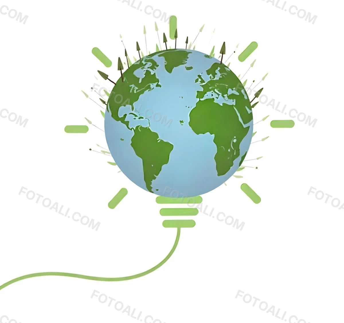 Earth Globe With Green Trees In A Light Bulb Shape Green Lines Around The Bulb White Background Concept Of Green Energy 8 D36c