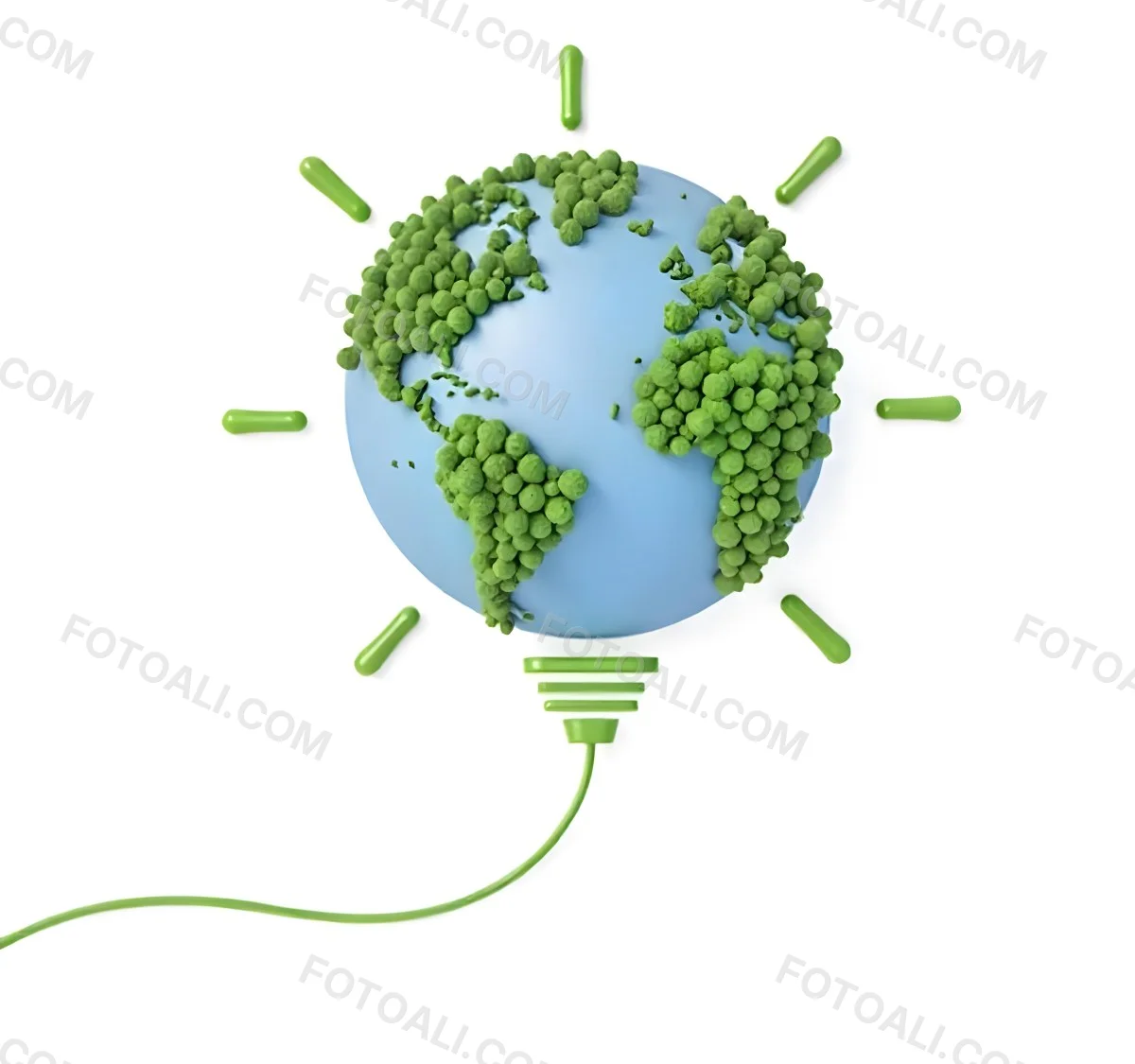Earth Globe With Green Trees In A Light Bulb Shape Green Lines Around The Bulb White Background Concept Of Green Energy 9 5bad