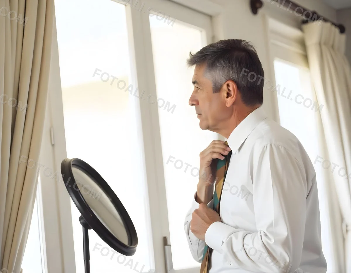 Elderly Caucasian Man With Gray Hair Wearing A White Shirt And Blue Tie Looking Serious 10 E3cc