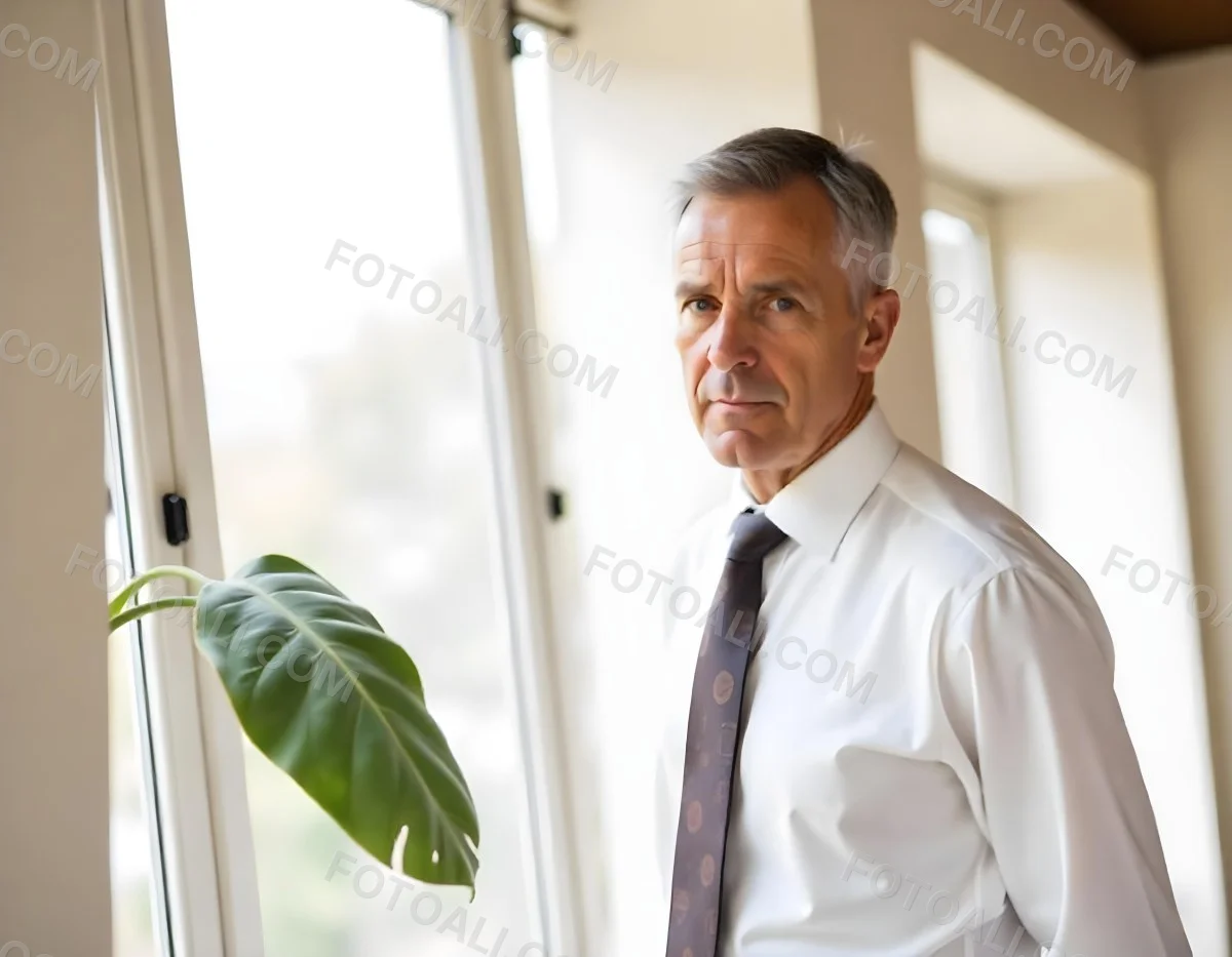 Elderly Caucasian Man With Gray Hair Wearing A White Shirt And Blue Tie Looking Serious 5 819b
