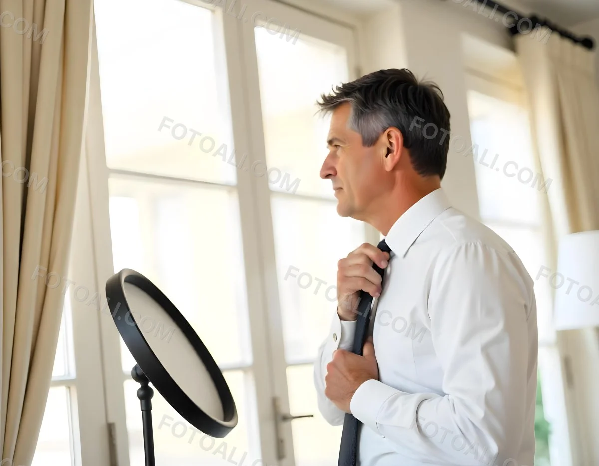 Elderly Caucasian Man With Gray Hair Wearing A White Shirt And Blue Tie Looking Serious 8 9bcf