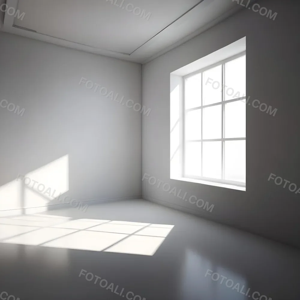 Empty White Room With A Window Sunlight Coming Through The Window Casting Shadows On The Floor And Walls Minimalist Design Clean And Bright 12 166c