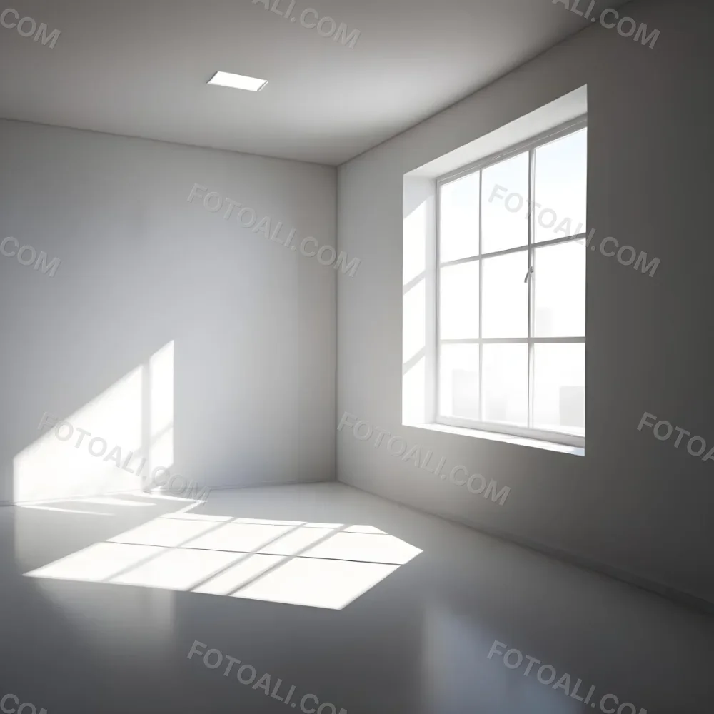 Empty White Room With A Window Sunlight Coming Through The Window Casting Shadows On The Floor And Walls Minimalist Design Clean And Bright 14 C150