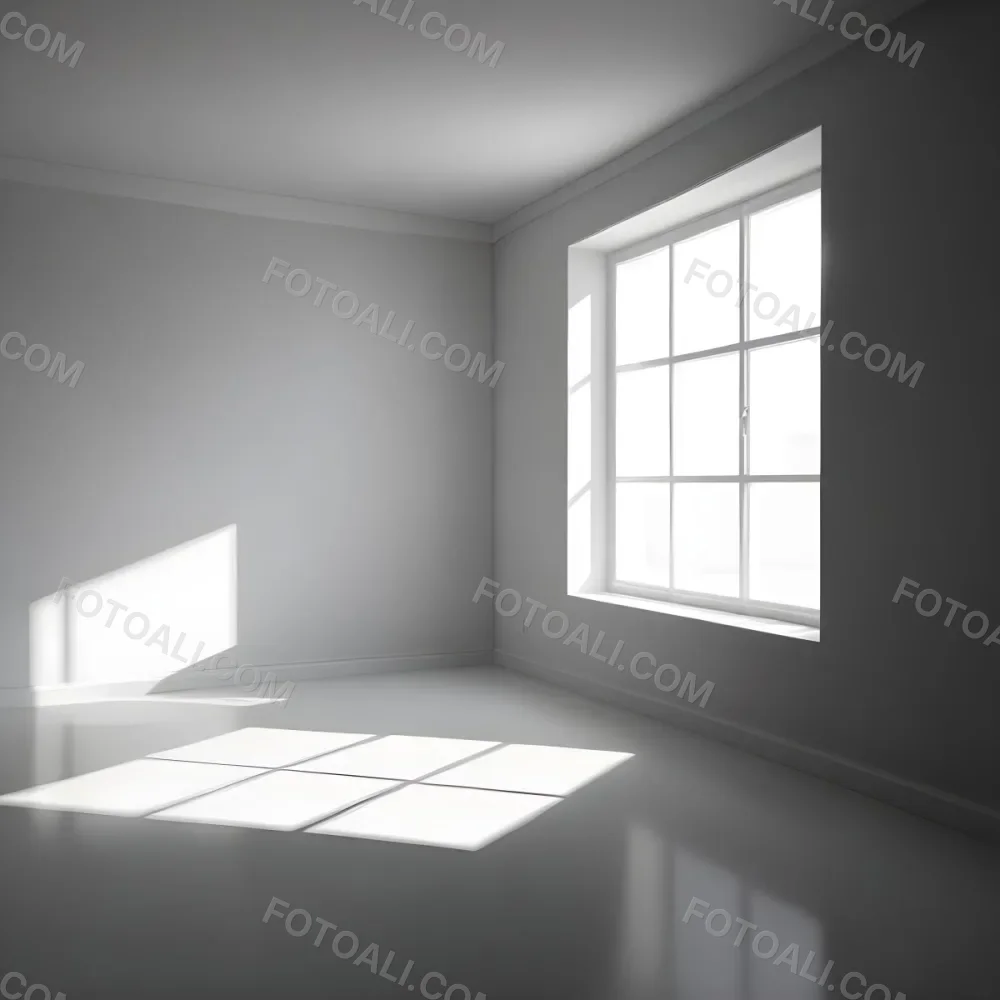 Empty White Room With A Window Sunlight Coming Through The Window Casting Shadows On The Floor And Walls Minimalist Design Clean And Bright 18 51a7