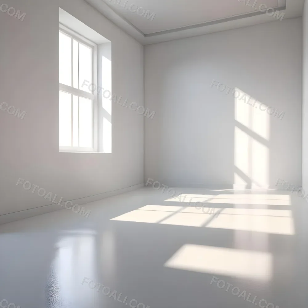Empty White Room With A Window Sunlight Coming Through The Window Casting Shadows On The Floor And Walls Minimalist Design Clean And Bright 21 F423