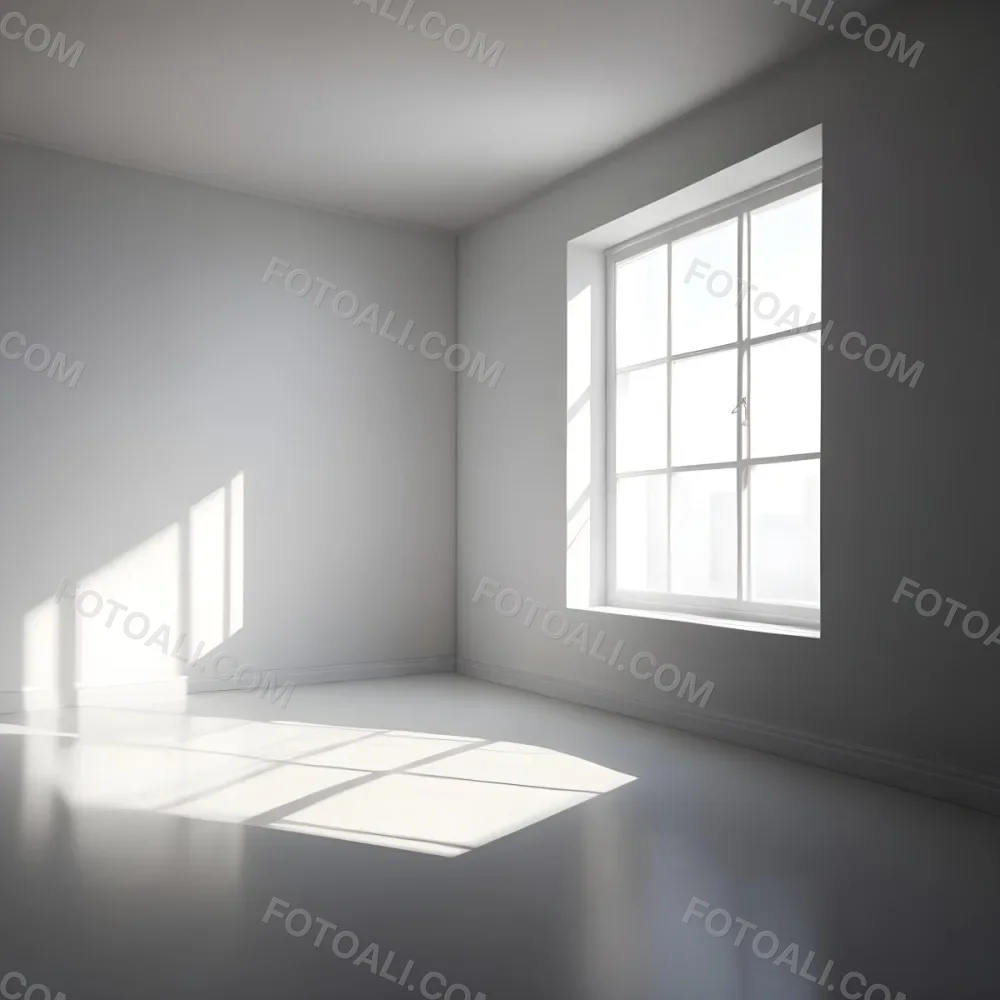 Empty White Room With A Window Sunlight Coming Through The Window Casting Shadows On The Floor And Walls Minimalist Design Clean And Bright 30 41da