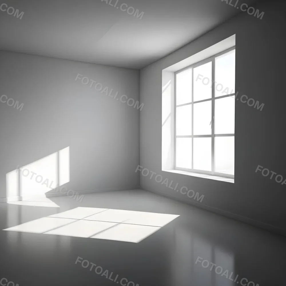 Empty White Room With A Window Sunlight Coming Through The Window Casting Shadows On The Floor And Walls Minimalist Design Clean And Bright 32 Fe06