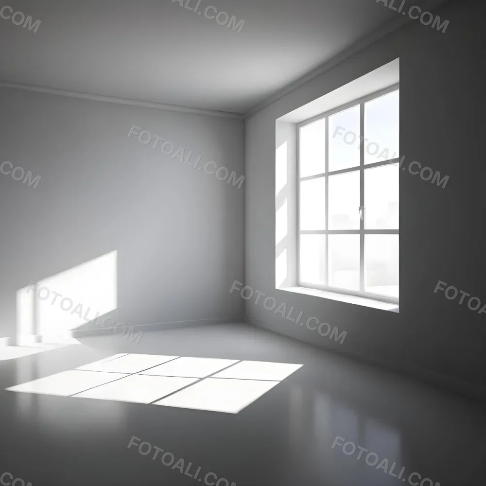 Empty White Room With A Window Sunlight Coming Through The Window Casting Shadows On The Floor And Walls Minimalist Design Clean And Bright 38 5a1b