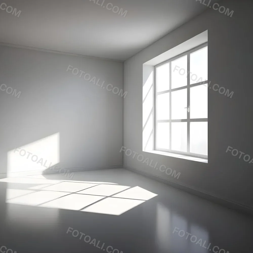 Empty White Room With A Window Sunlight Coming Through The Window Casting Shadows On The Floor And Walls Minimalist Design Clean And Bright 39 8fb6