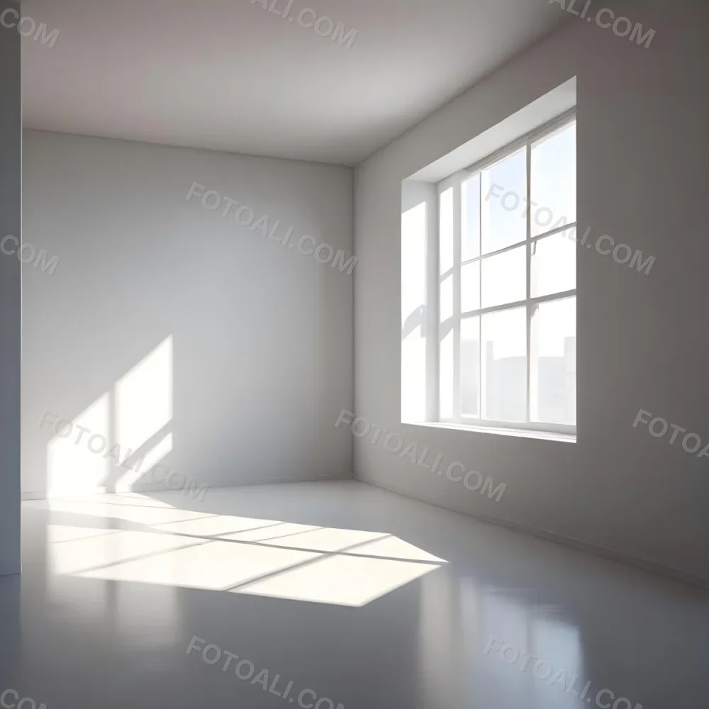 Empty White Room With A Window Sunlight Coming Through The Window Casting Shadows On The Floor And Walls Minimalist Design Clean And Bright 40 Ed64