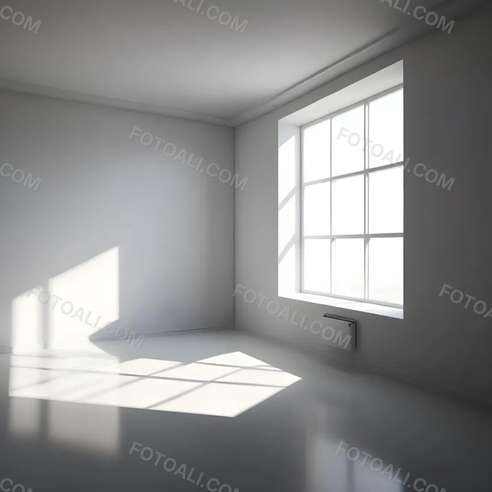 Empty White Room With A Window Sunlight Coming Through The Window Casting Shadows On The Floor And Walls Minimalist Design Clean And Bright 41 1ce2