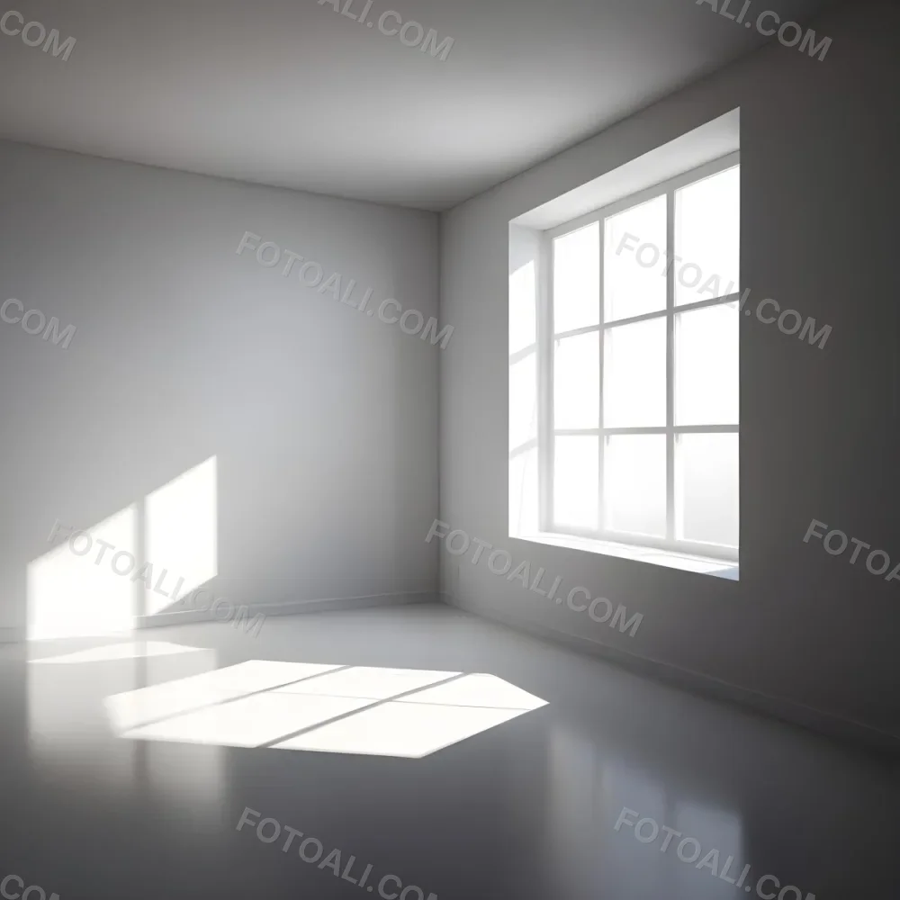 Empty White Room With A Window Sunlight Coming Through The Window Casting Shadows On The Floor And Walls Minimalist Design Clean And Bright 42 Bdd3