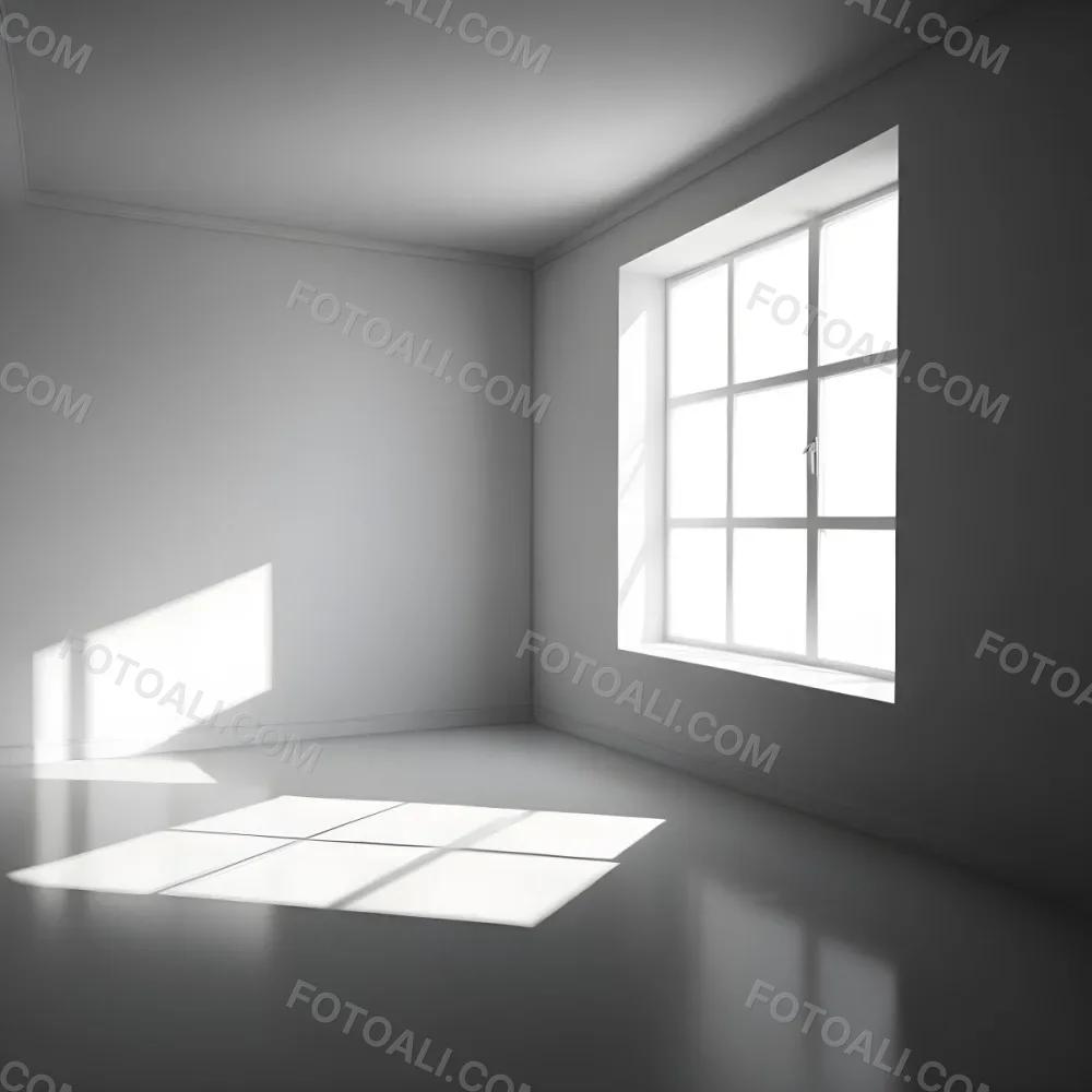 Empty White Room With A Window Sunlight Coming Through The Window Casting Shadows On The Floor And Walls Minimalist Design Clean And Bright 5 Bba0