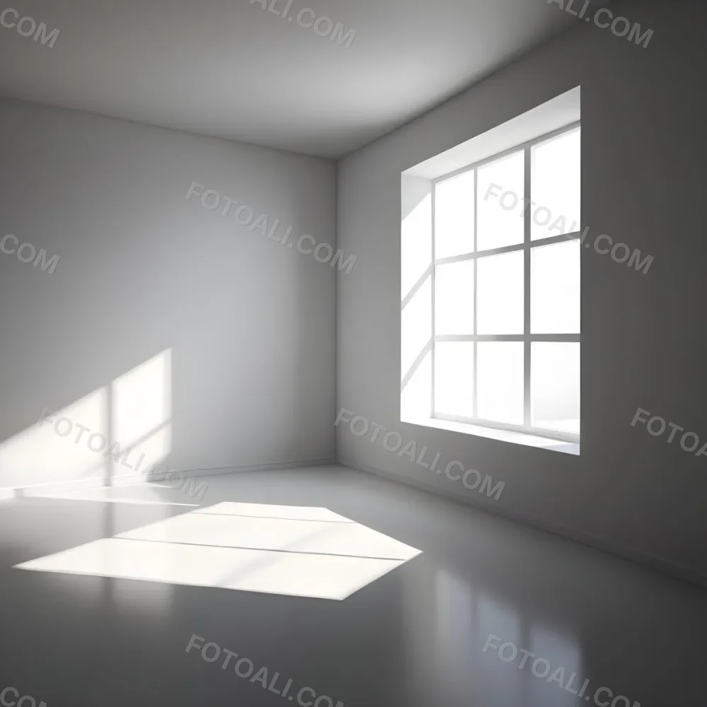Empty White Room With A Window Sunlight Coming Through The Window Casting Shadows On The Floor And Walls Minimalist Design Clean And Bright 8 59c8