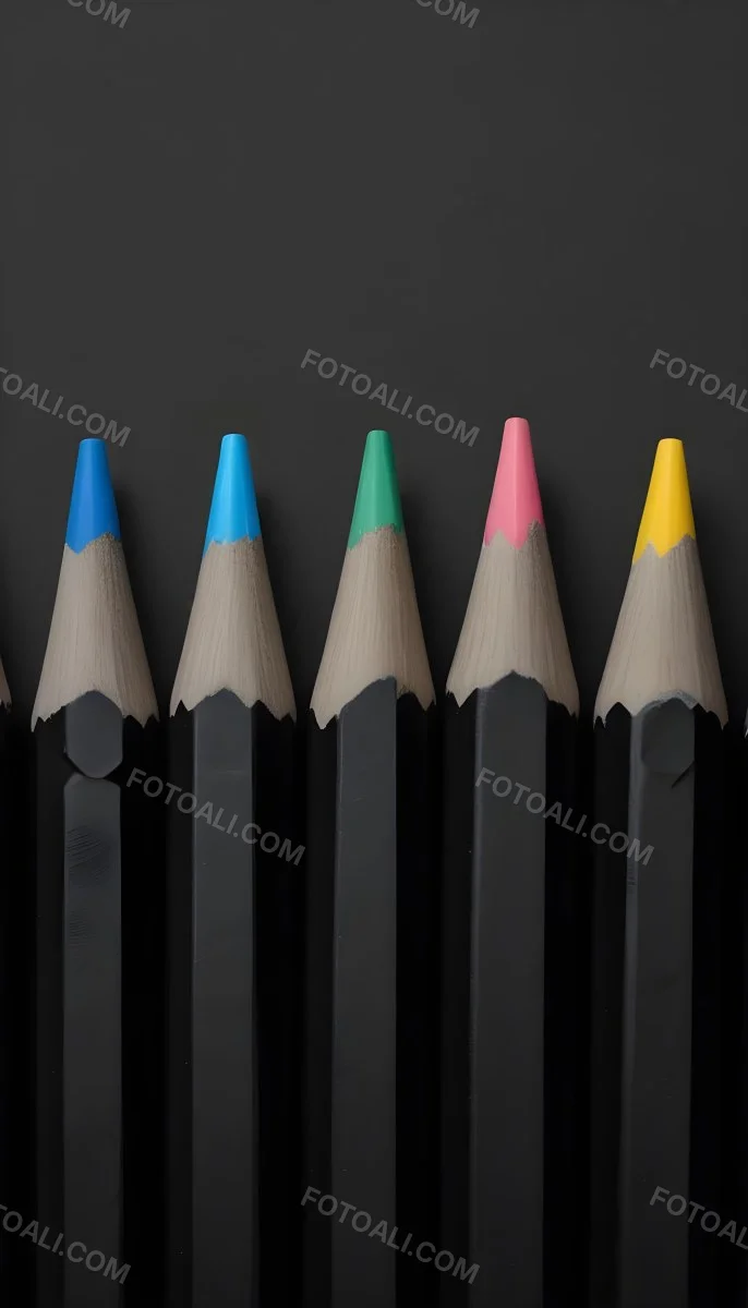 Five Yellow Pencils With Black Light Blue Black Black And Black Tips In A Yellow Background 28 0b1b