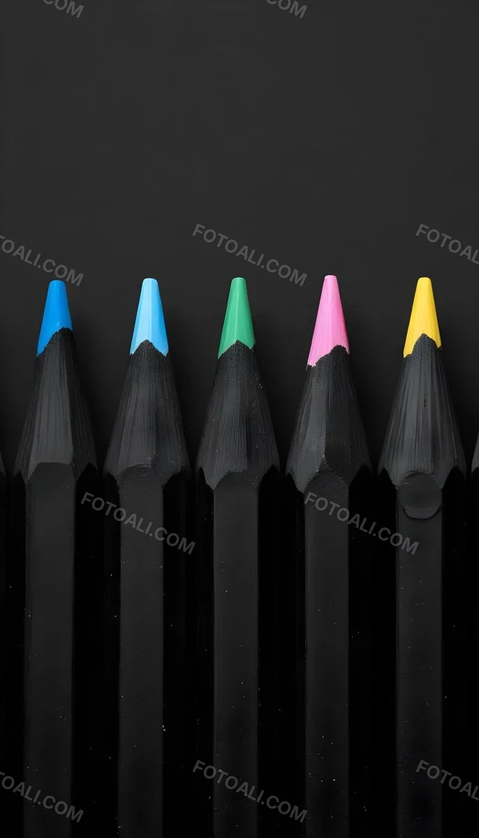 Five Yellow Pencils With Black Light Blue Black Black And Black Tips In A Yellow Background 3 2202