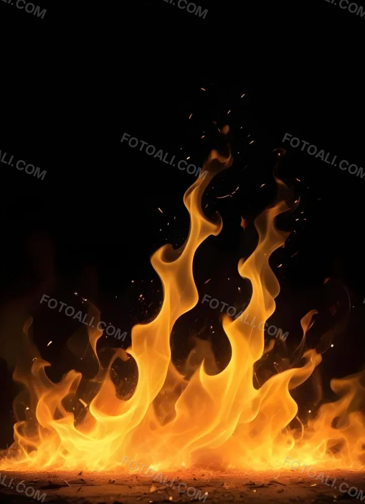 Flames With Sparks And Smoke Vibrant Orange And Yellow Hues Rising Against A Dark Background Creating A Dynamic And Intense Visual Effect 14 9f7a