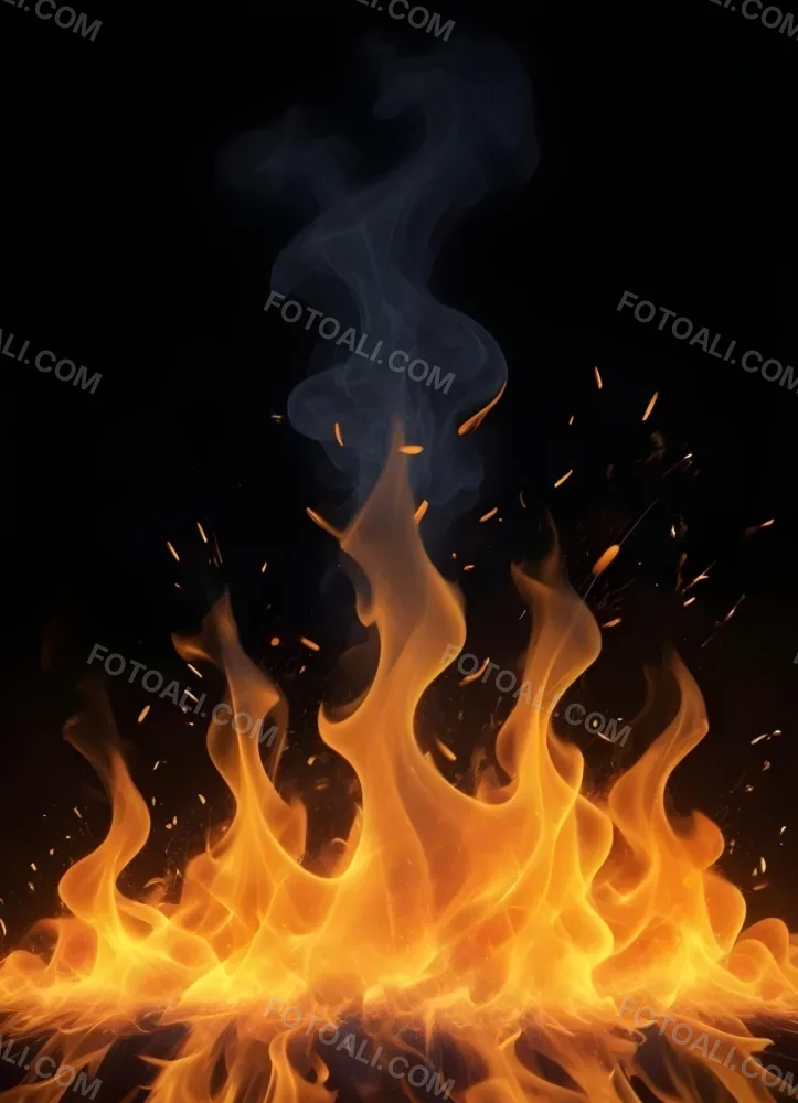 Flames With Sparks And Smoke Vibrant Orange And Yellow Hues Rising Against A Dark Background Creating A Dynamic And Intense Visual Effect 17 Ddd7