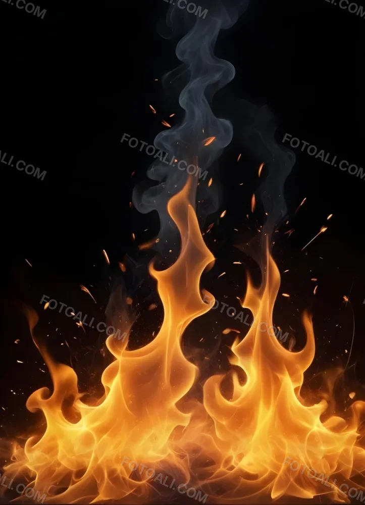 Flames With Sparks And Smoke Vibrant Orange And Yellow Hues Rising Against A Dark Background Creating A Dynamic And Intense Visual Effect 2 211b