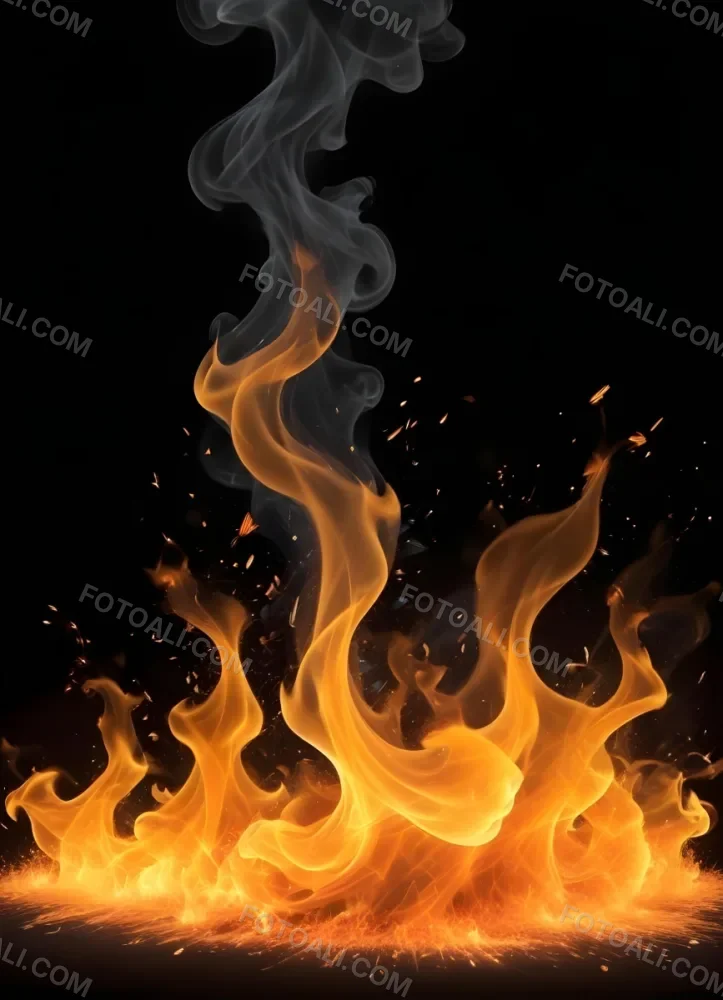 Flames With Sparks And Smoke Vibrant Orange And Yellow Hues Rising Against A Dark Background Creating A Dynamic And Intense Visual Effect 26 1302