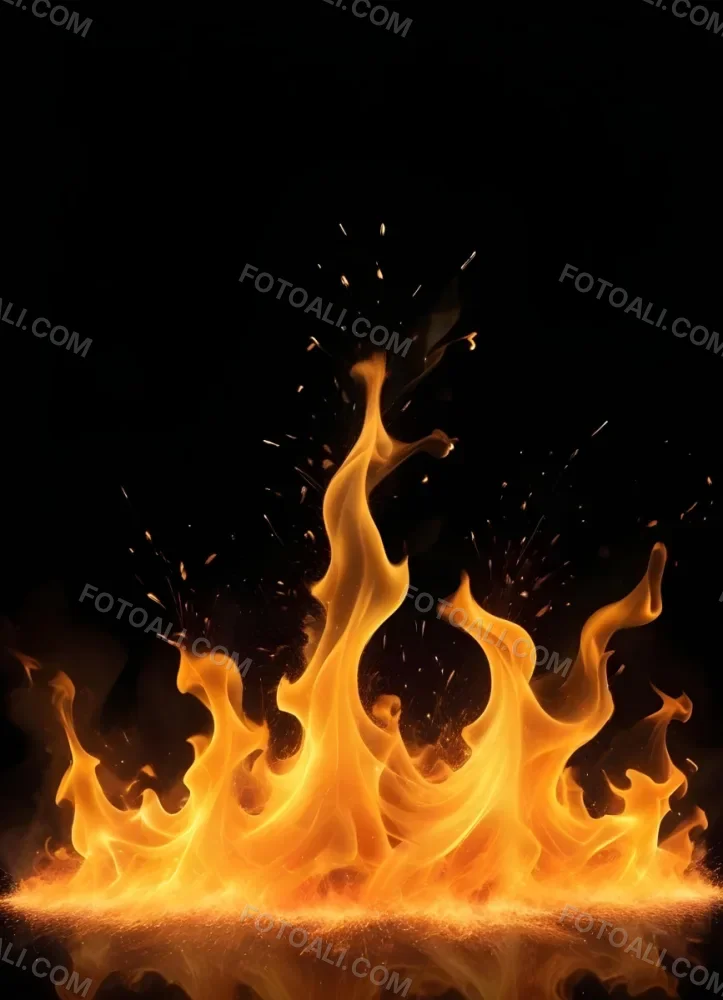 Flames With Sparks And Smoke Vibrant Orange And Yellow Hues Rising Against A Dark Background Creating A Dynamic And Intense Visual Effect 30 113f