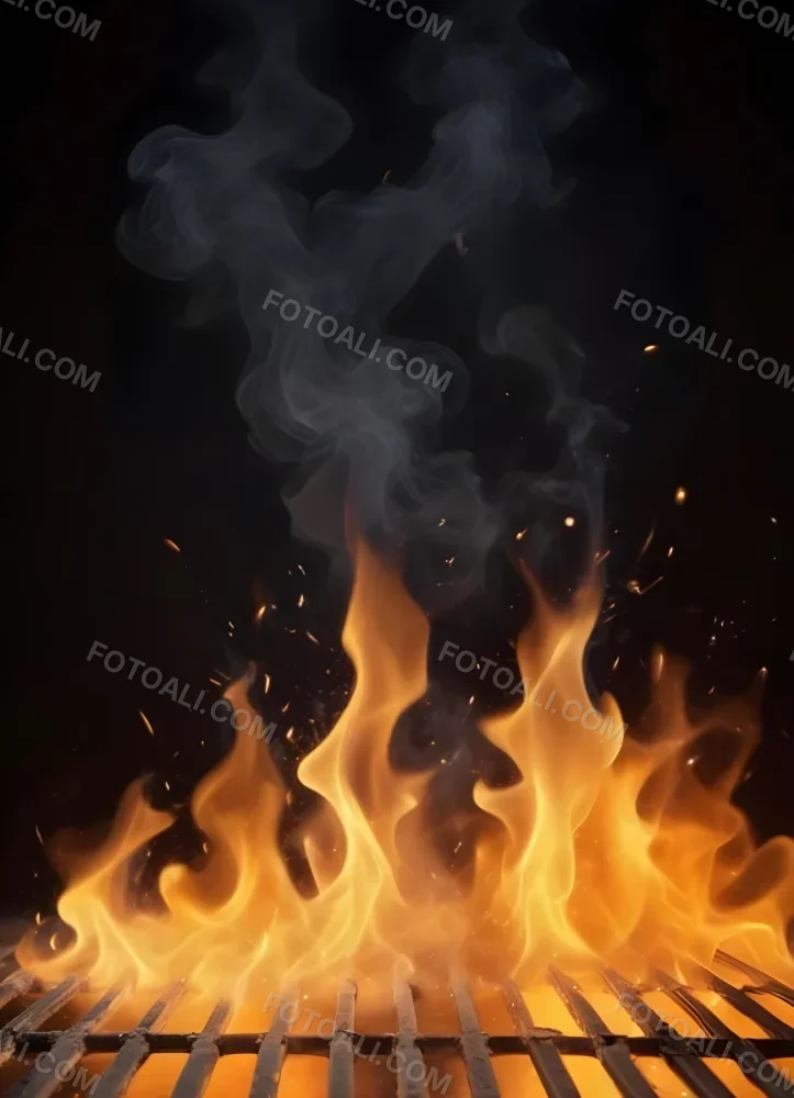 Flames With Sparks And Smoke Vibrant Orange And Yellow Hues Rising Against A Dark Background Creating A Dynamic And Intense Visual Effect 31 466a