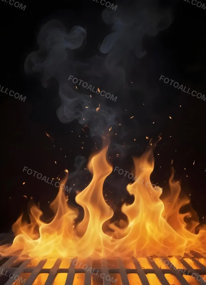 Flames With Sparks And Smoke Vibrant Orange And Yellow Hues Rising Against A Dark Background Creating A Dynamic And Intense Visual Effect 32 F7ff