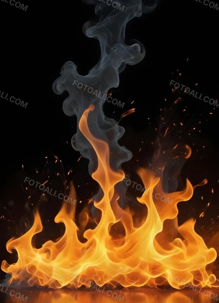 Flames With Sparks And Smoke Vibrant Orange And Yellow Hues Rising Against A Dark Background Creating A Dynamic And Intense Visual Effect 33 45cd