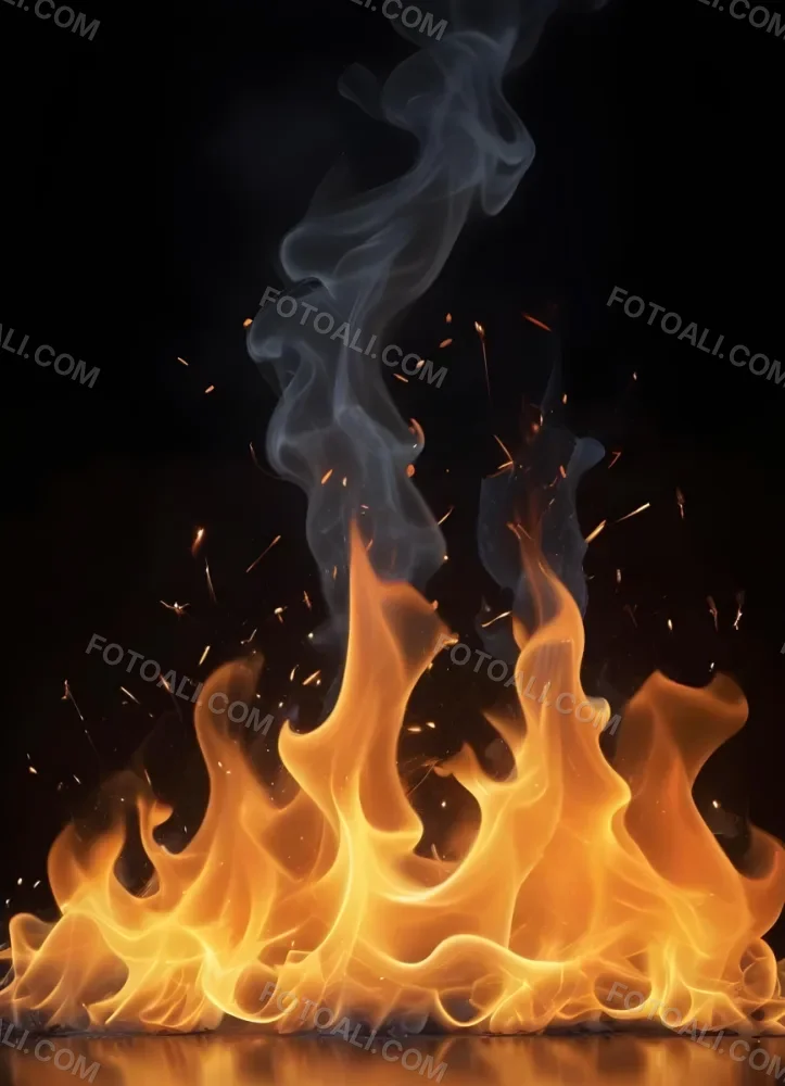 Flames With Sparks And Smoke Vibrant Orange And Yellow Hues Rising Against A Dark Background Creating A Dynamic And Intense Visual Effect 35 Af28