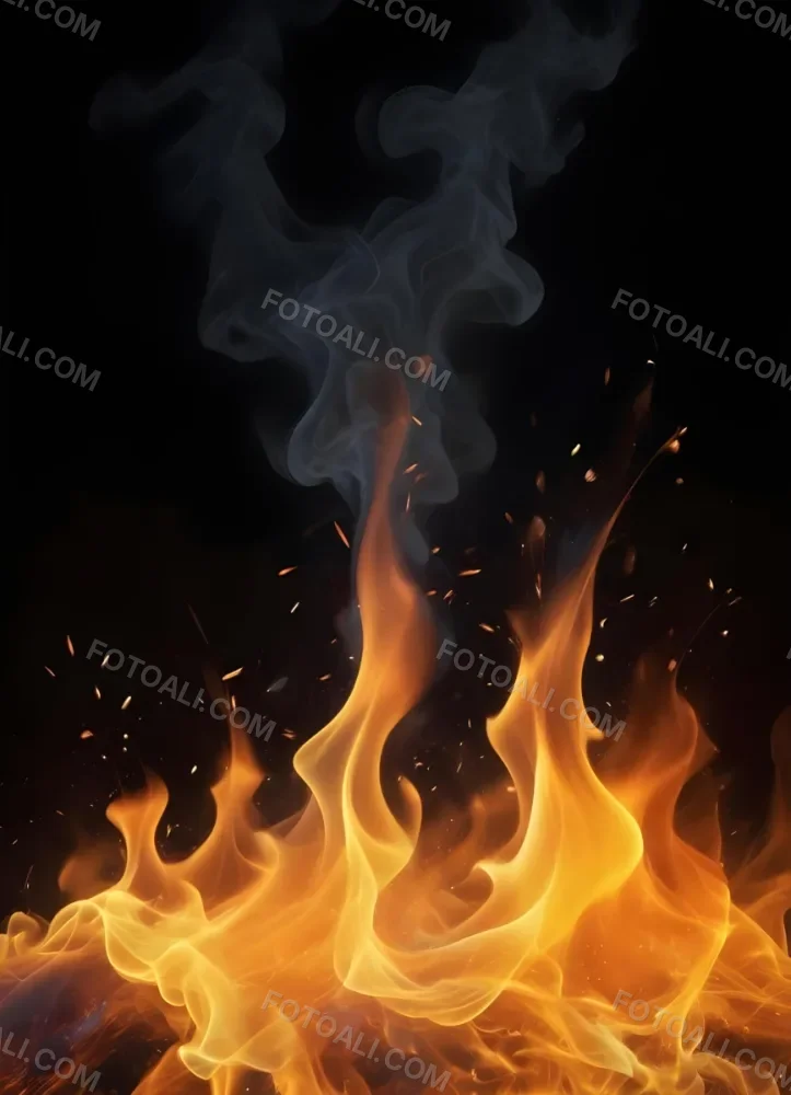 Flames With Sparks And Smoke Vibrant Orange And Yellow Hues Rising Against A Dark Background Creating A Dynamic And Intense Visual Effect 5 A15a