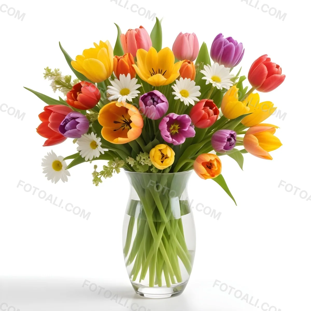 Flowers Vase Isolated White Background 12 D1ff