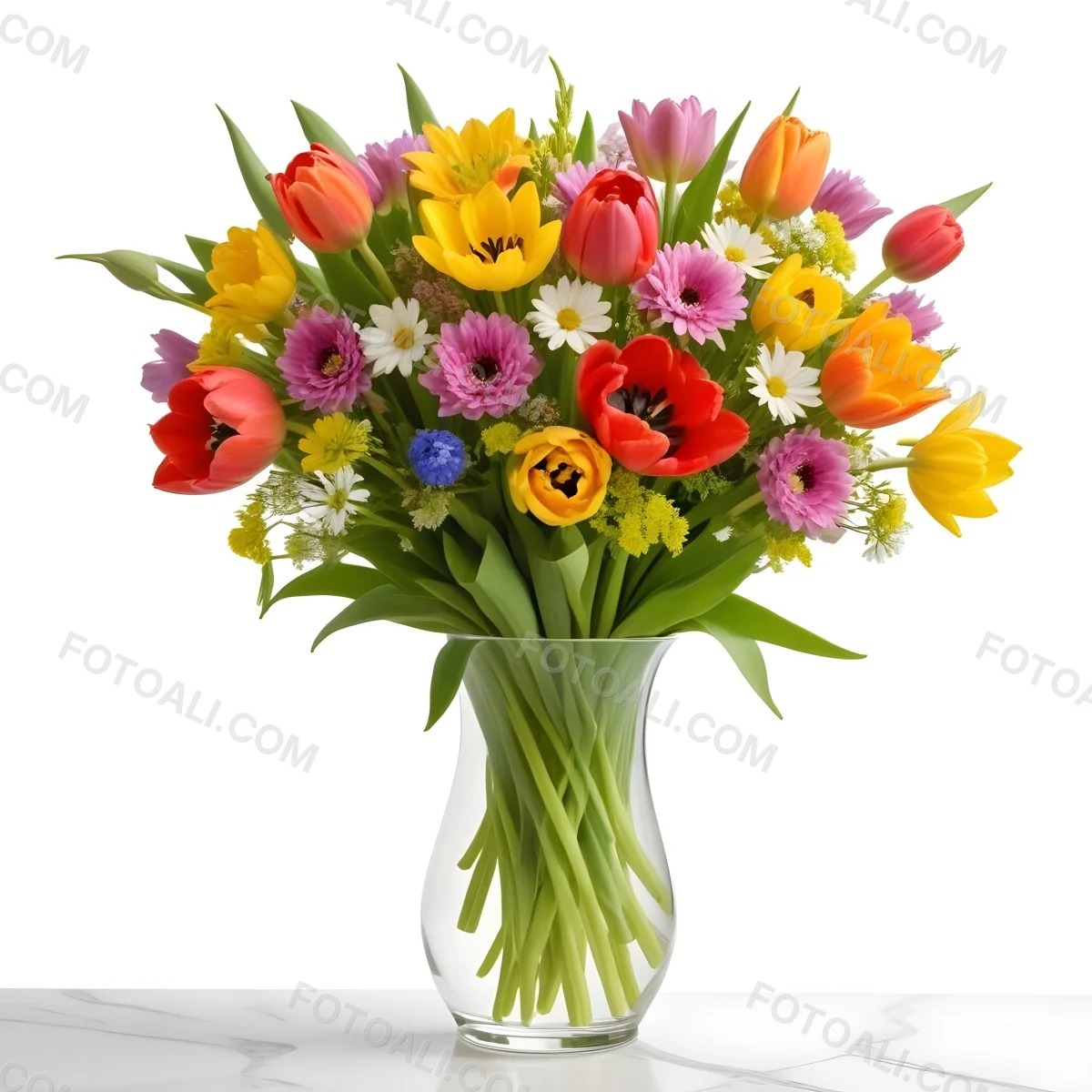 Flowers Vase Isolated White Background 18 B344