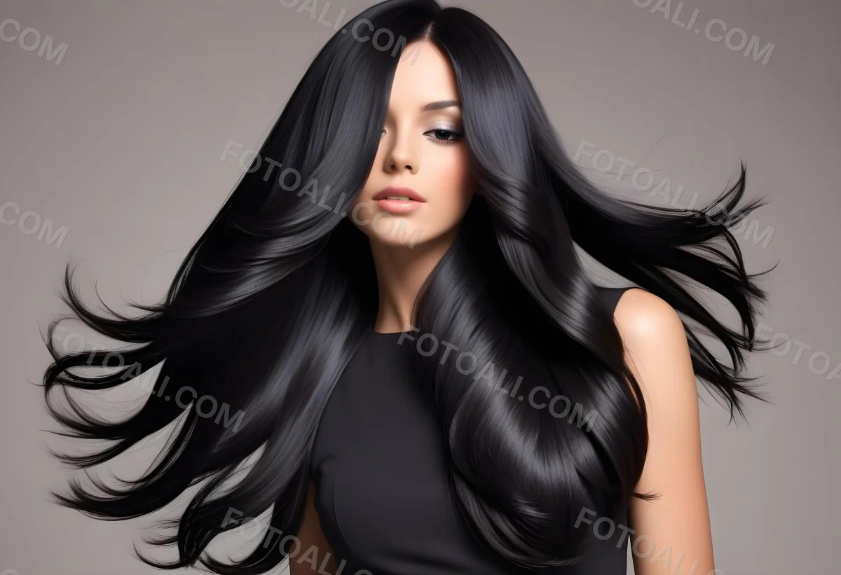 Flowing Black Hair With Smooth 5 Cb13