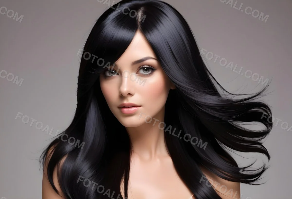 Flowing Black Hair With Smooth Shiny Strands 9 6482