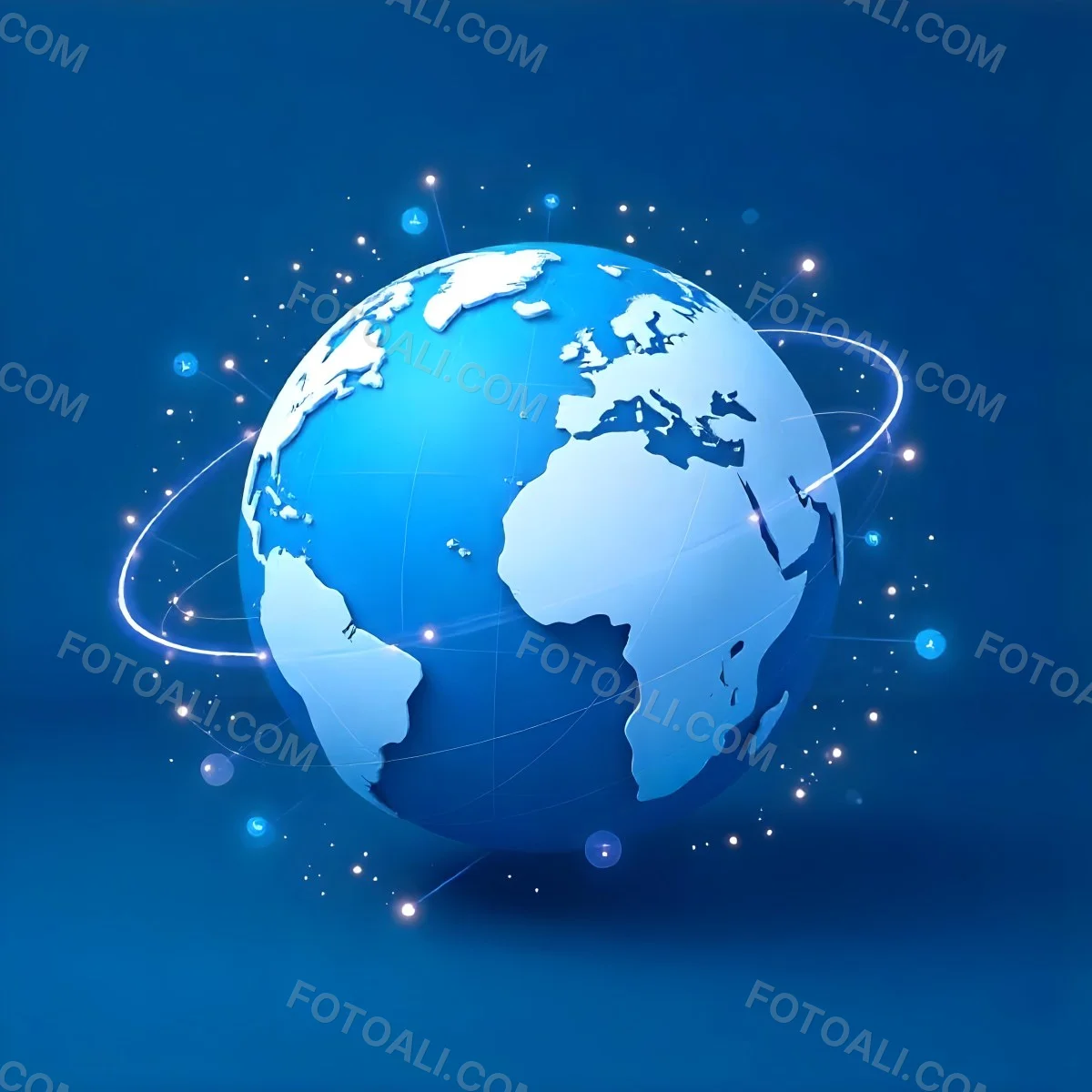 Globe With A Blue And White Color Scheme Surrounded By Abstract Geometric Shapes And Lines Creating A Sense Of Connectivity And Technology Against A Blue Background 18 87b6