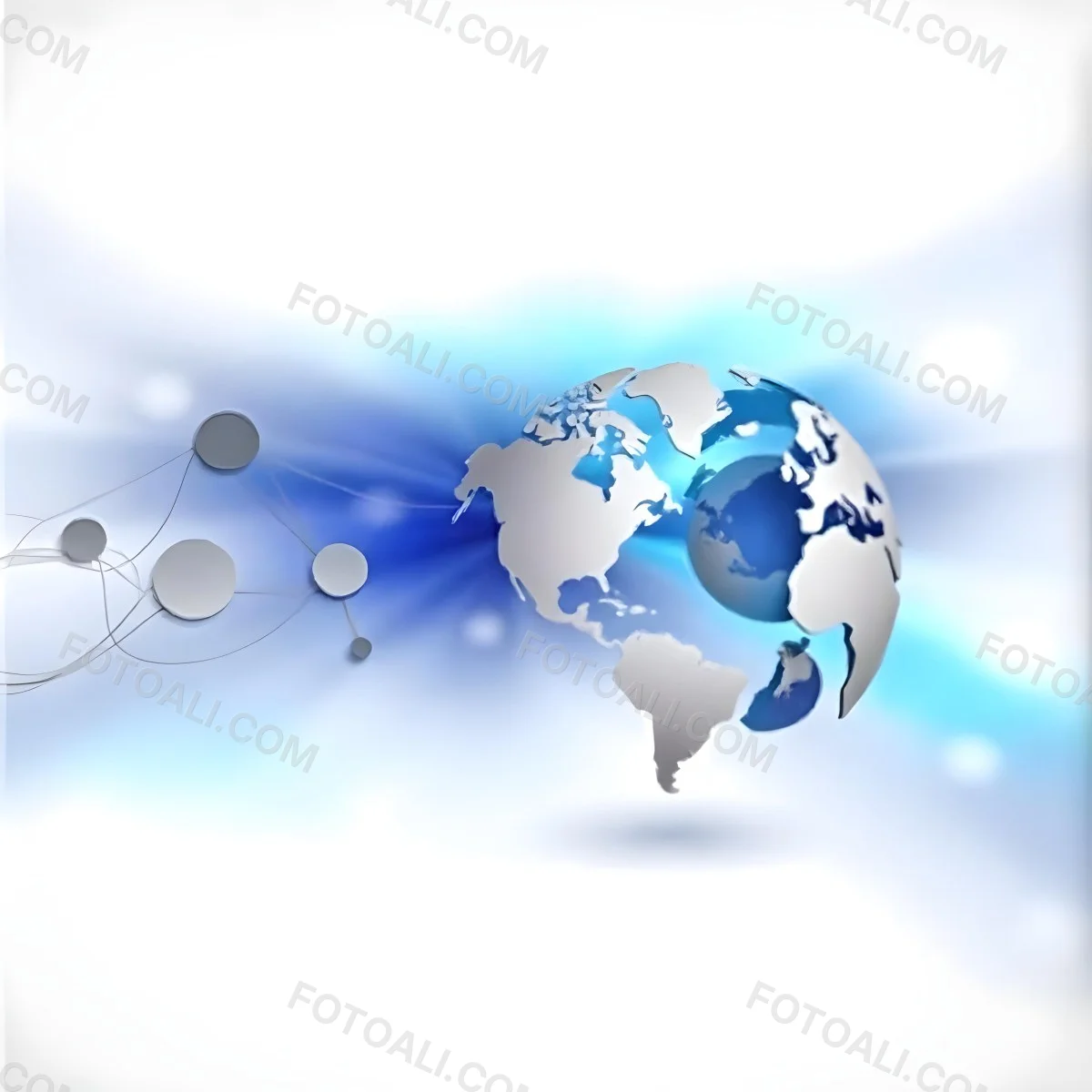 Globe With A Blue And White Color Scheme Surrounded By Abstract Geometric Shapes And Lines Creating A Sense Of Connectivity And Technology Against A Blue Background 19 7416